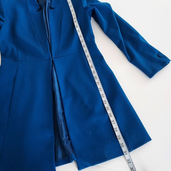 Zara Royal Blue Inverted Lapel Long Blazer Size Small - Picture 8 of 15